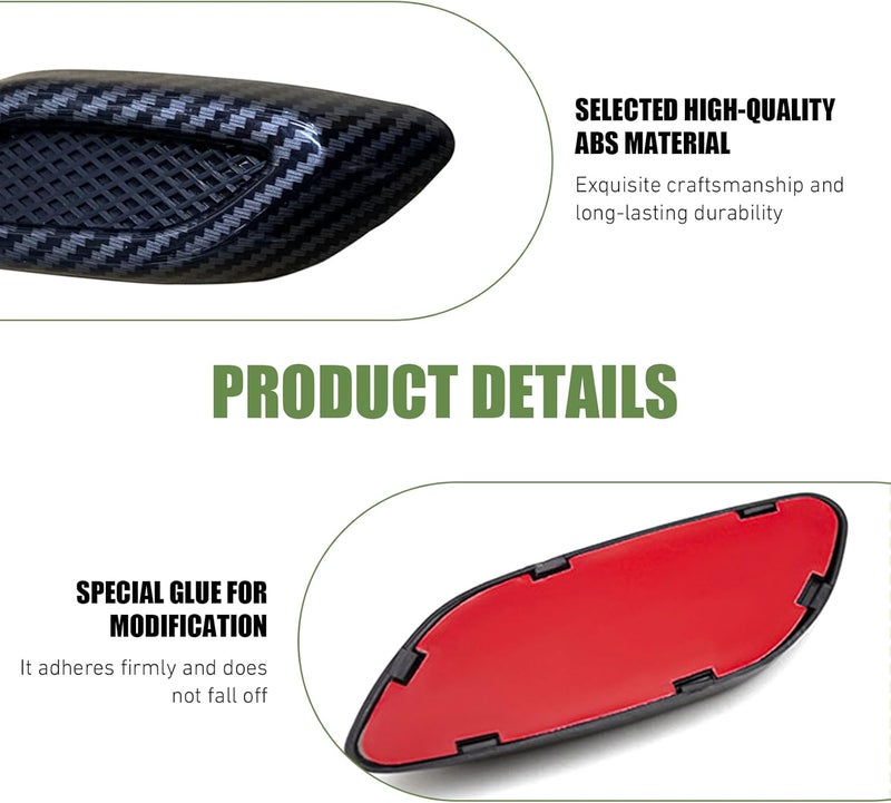 Bawkars 6 PCS Car Fender Hood Vents Trim, Louvers Air Intake/Outlet Decorative Decals, Simulated Side Grille Stickers, Automotive Exterior Sport Modified Accessories for Most Cars (Carbon Fiber)​ - Image 4